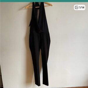 Ba&sh Halter Black Open Back Tailored Chic Jumpsuit